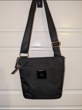 Bric's Black Nylon Crossbody Bag with Gold Hardware